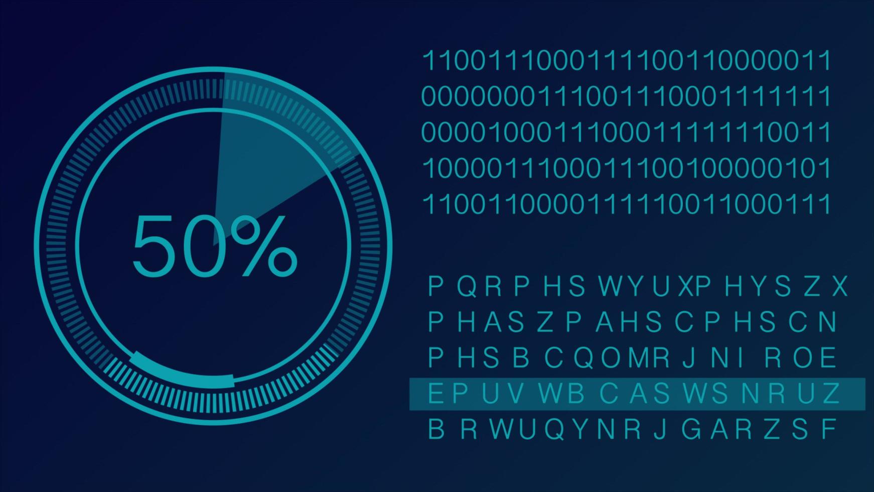 codice concetto cyber con cerchio di caricamento su sfondo blu foto