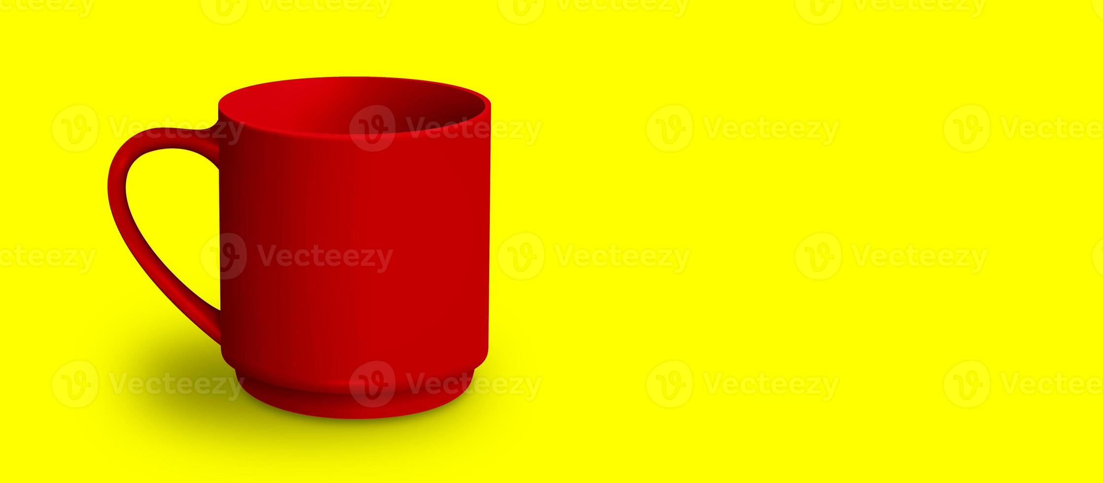 mockup di tazza vuota isolato su rendering 3d colorato. aggiunto spazio di copia per il testo. adatto al tuo progetto di design. foto