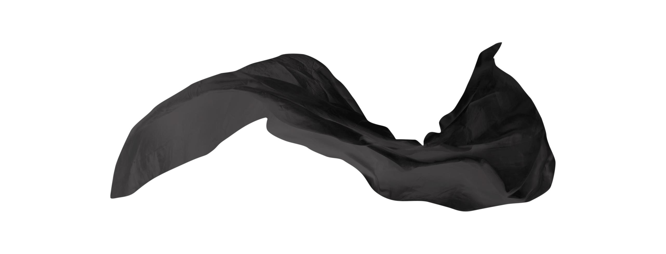 tessuto nero elegante liscio tessuto volante trama di seta astratto su bianco foto