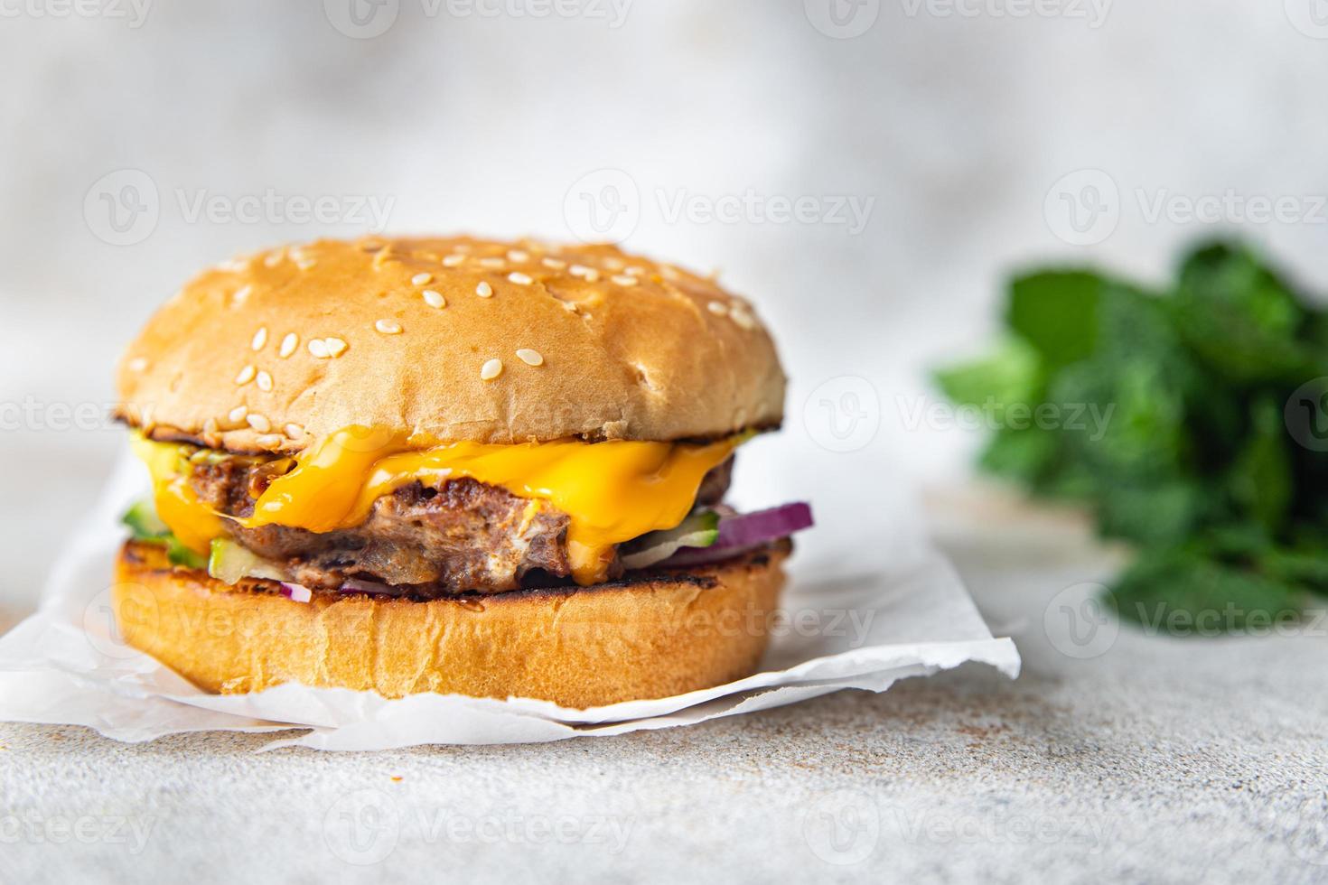 spuntino con panino con hamburger di pollo foto