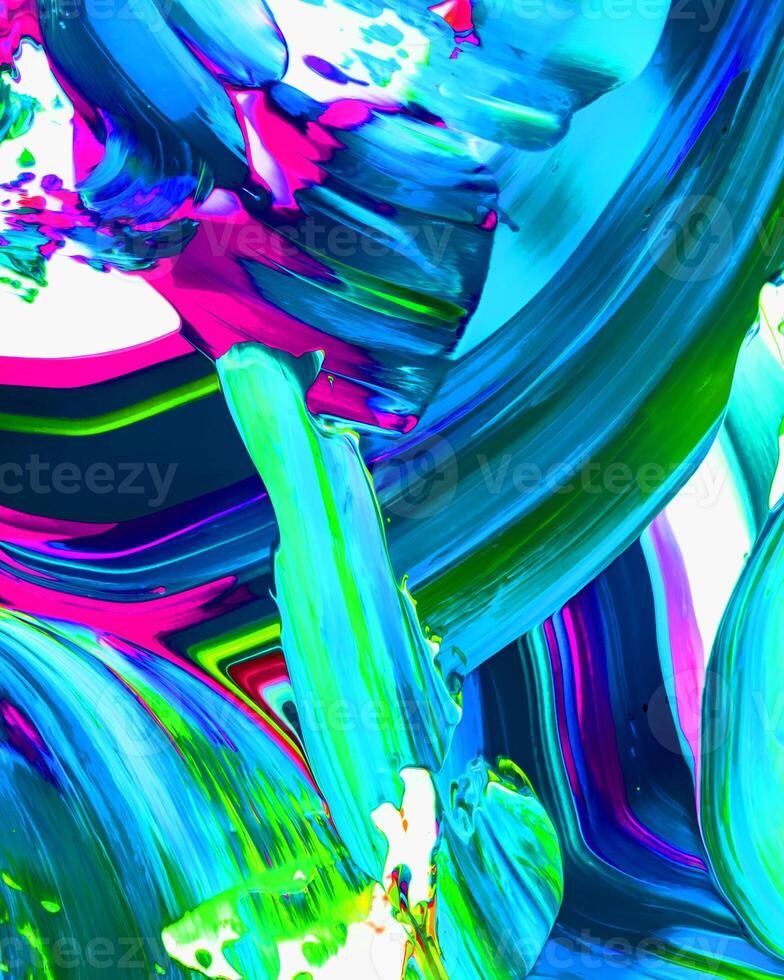 design di sfondo di pittura a olio acrilico dipinta colore liquido fluido una miscela di azzurro e verde con creatività e opere d'arte moderne foto