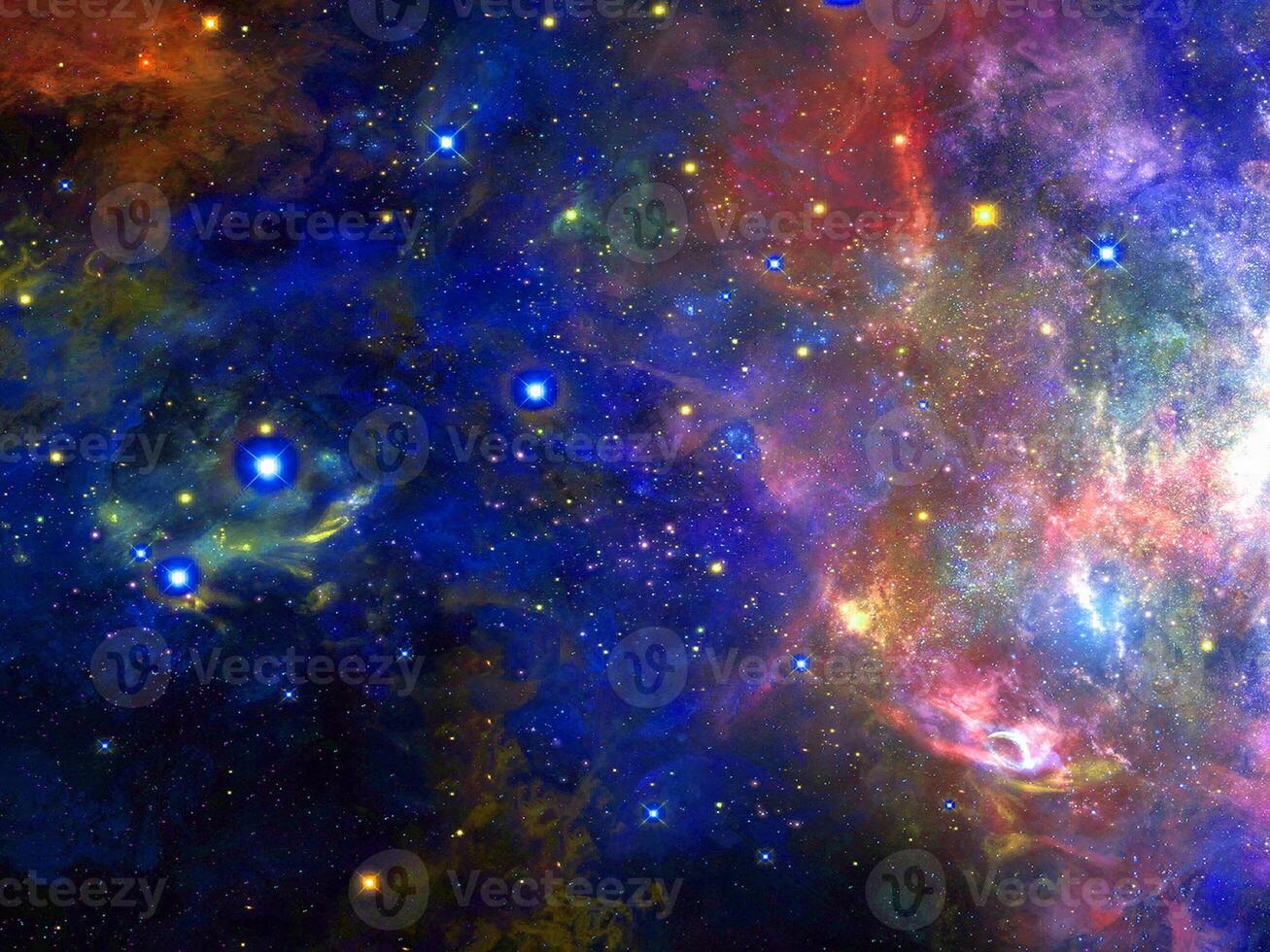 infinito bellissimo cosmo sfondo azzurro con nebulosa, ammasso di stelle nello spazio esterno. bellezza dell'universo infinito pieno di stelle.arte cosmica, carta da parati di fantascienza foto