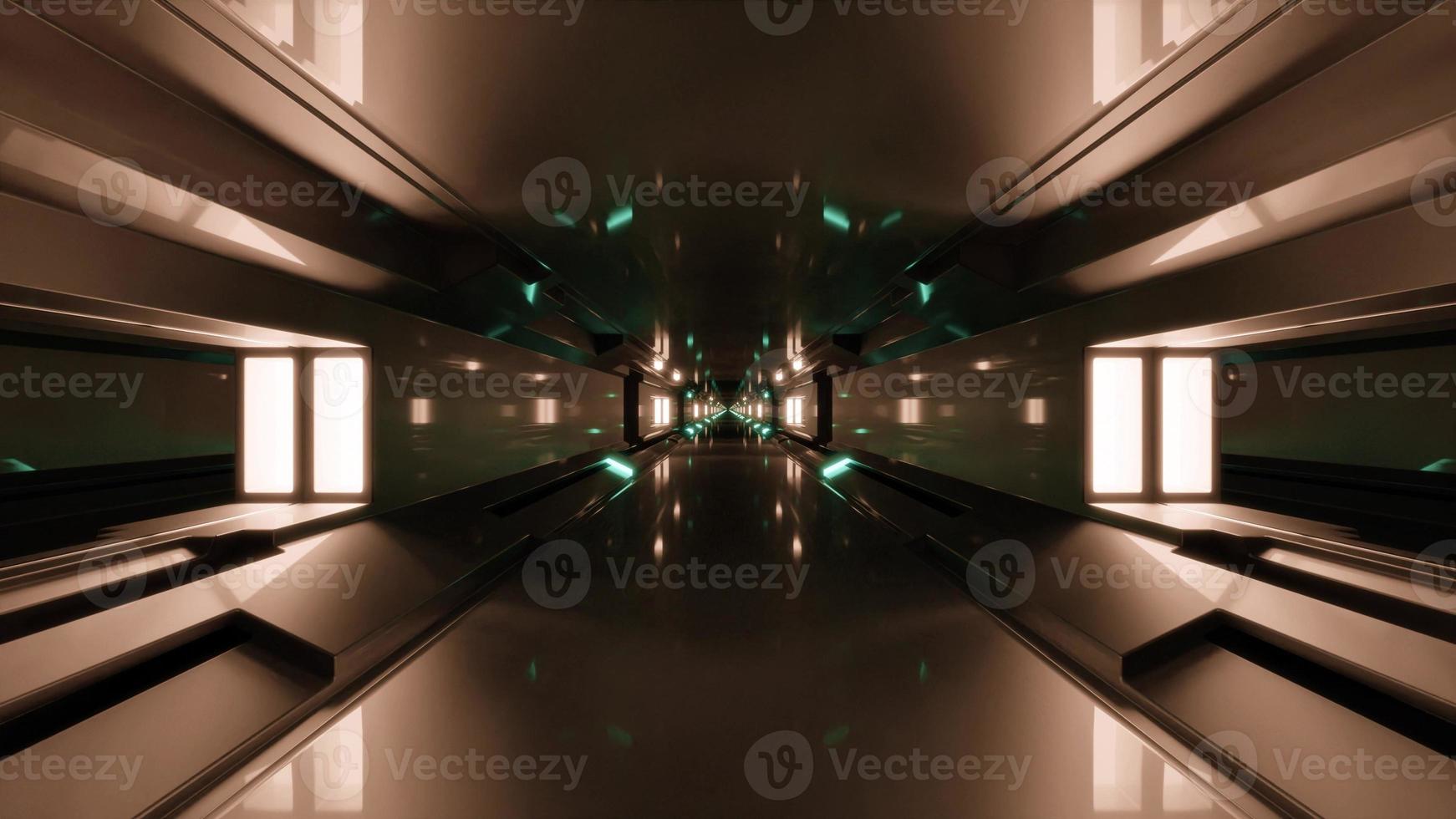 Illustrazione 3d del corridoio futuristico geometrico 4k uhd foto