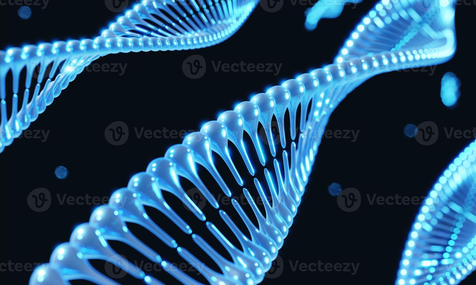 modificazione genetica del cromosoma del DNA dell'elica blu su sfondo nero. scienza e concetto medico. Rendering di illustrazione 3D foto