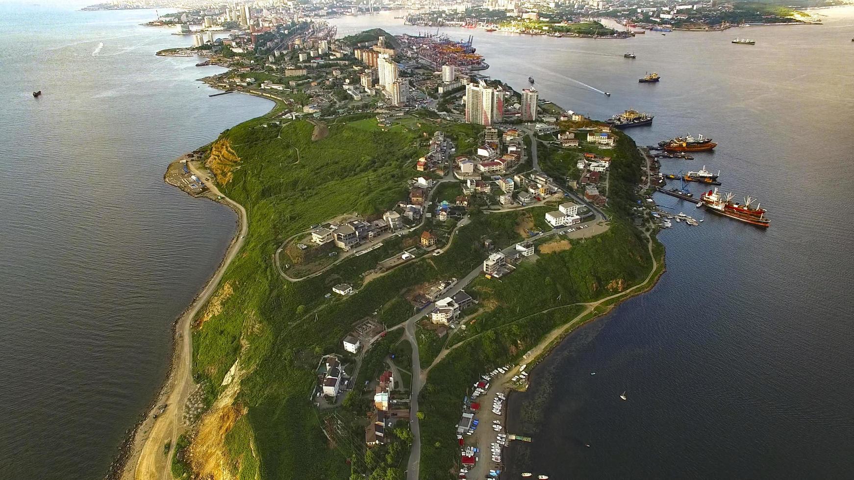 panoramica aerea del capo egersheld. vladivostok foto