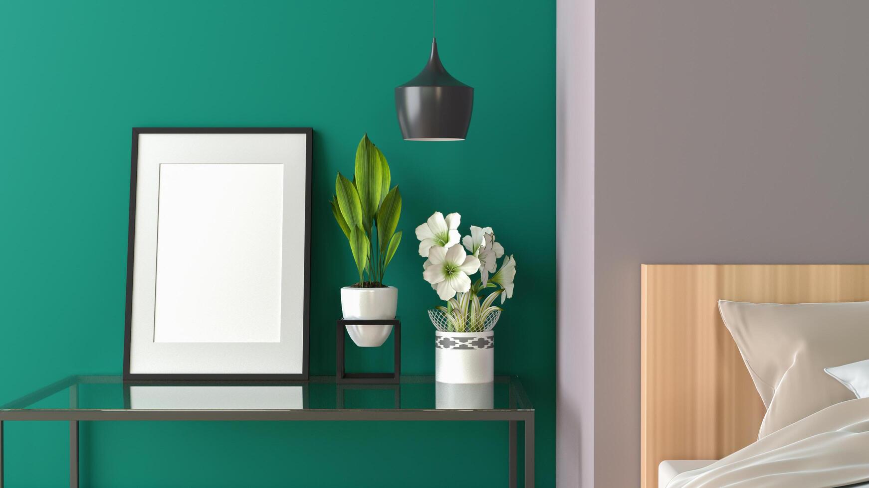 cornice per foto da parete del soggiorno con vaso di fiori, stile 3d