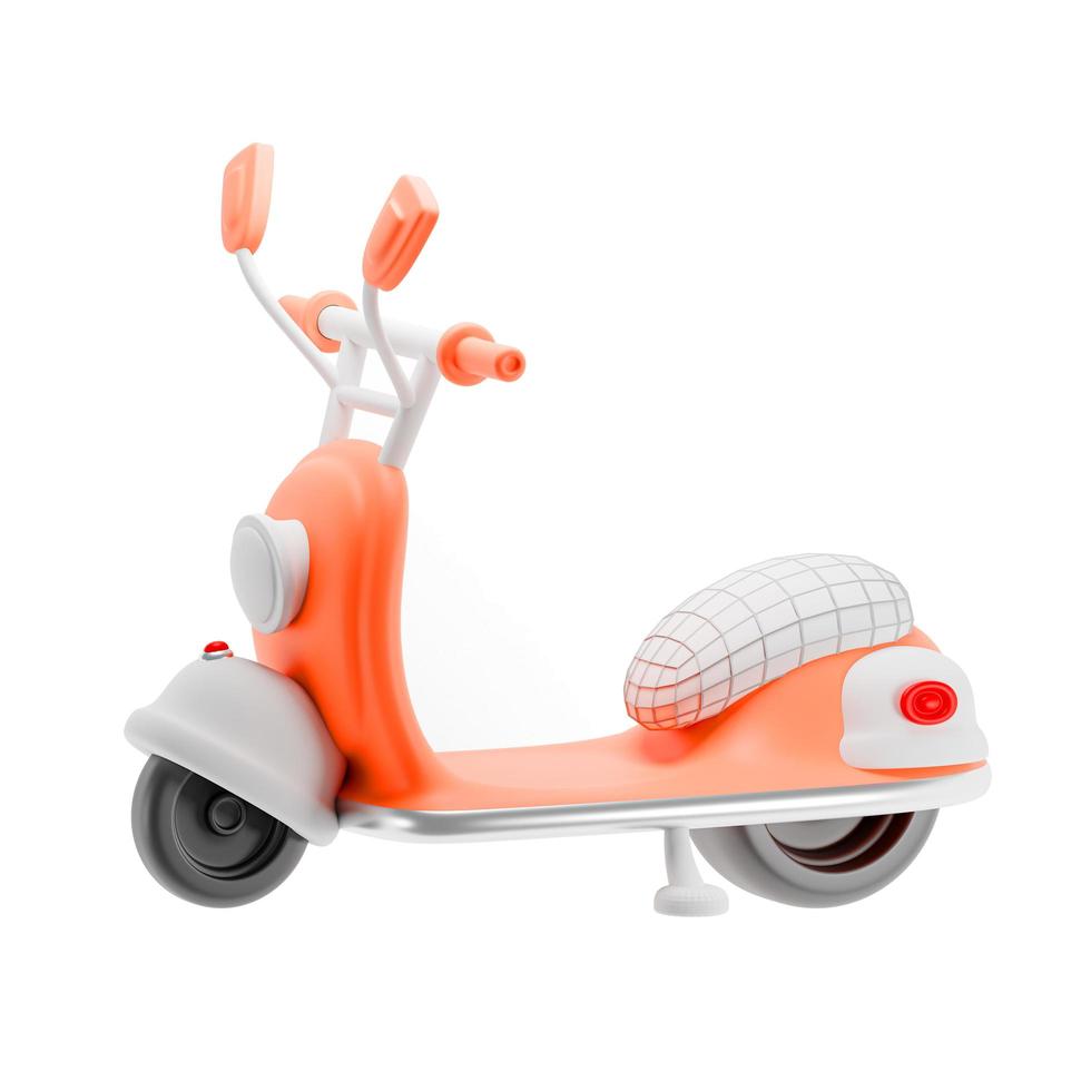 3d, rendering, scooter, bici, isolato, su, white foto