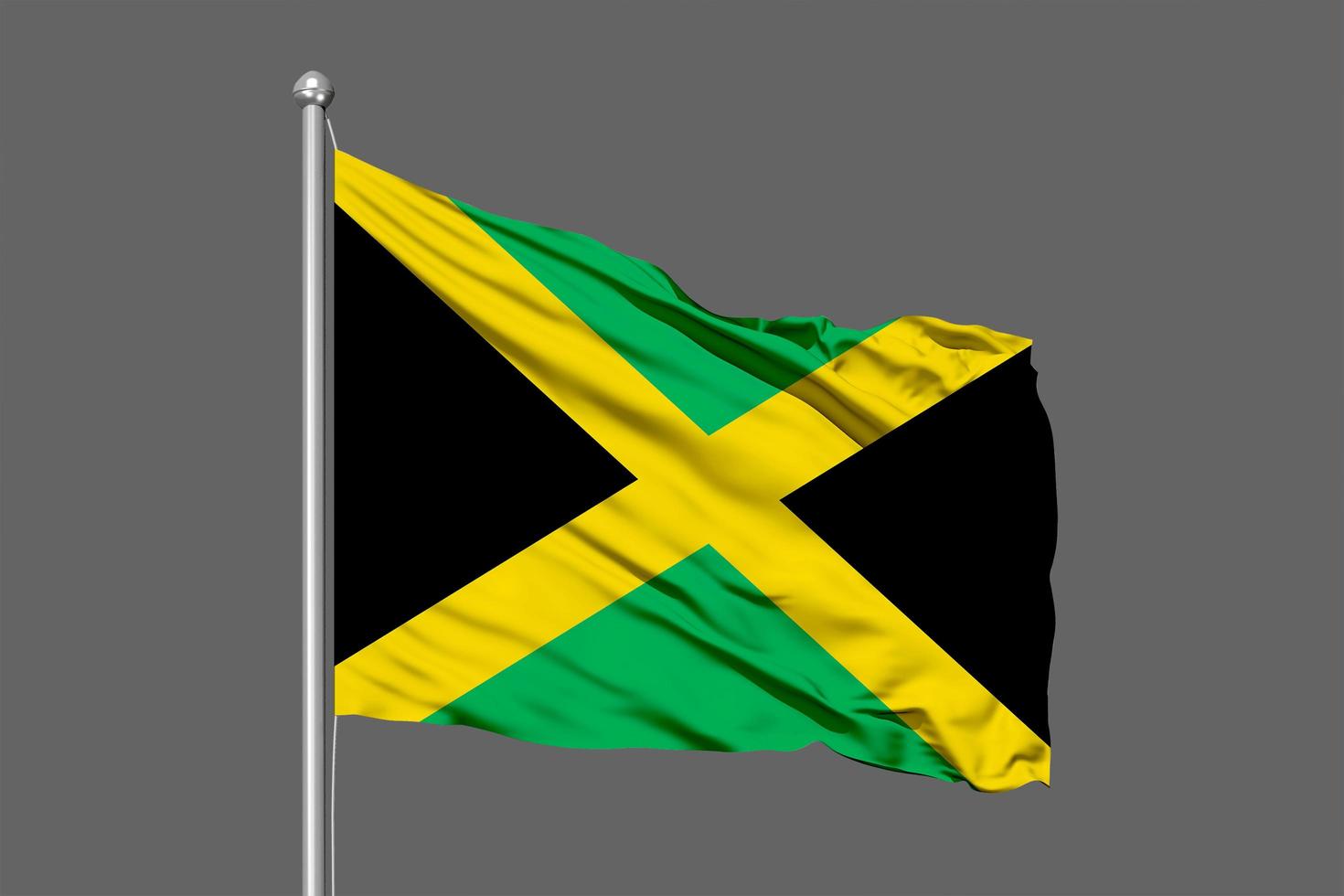 Giamaica sventolando bandiera illustrazione su sfondo grigio foto