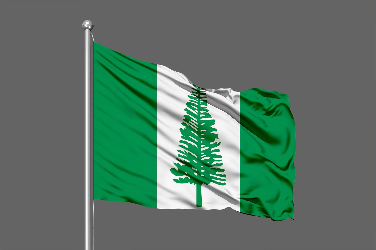 illustrazione di bandiera sventolante dell'isola di norfolk su sfondo grigio foto