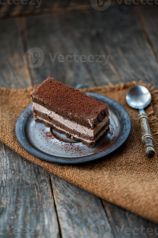 fetta di gustosa torta al cioccolato fatta in casa foto