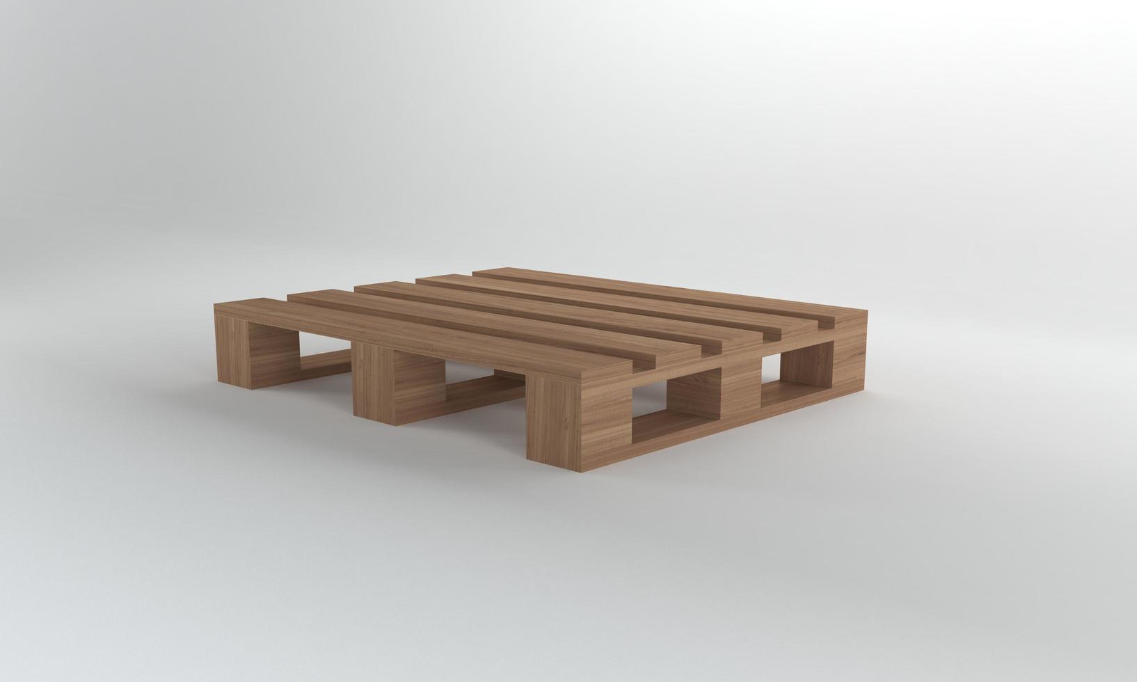 Vista prospettica pallet in legno isolato su sfondo bianco, rendering 3d foto