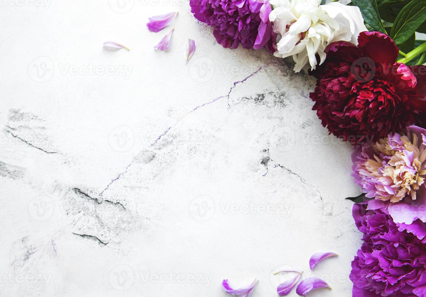 fiori di peonia su uno sfondo di marmo foto