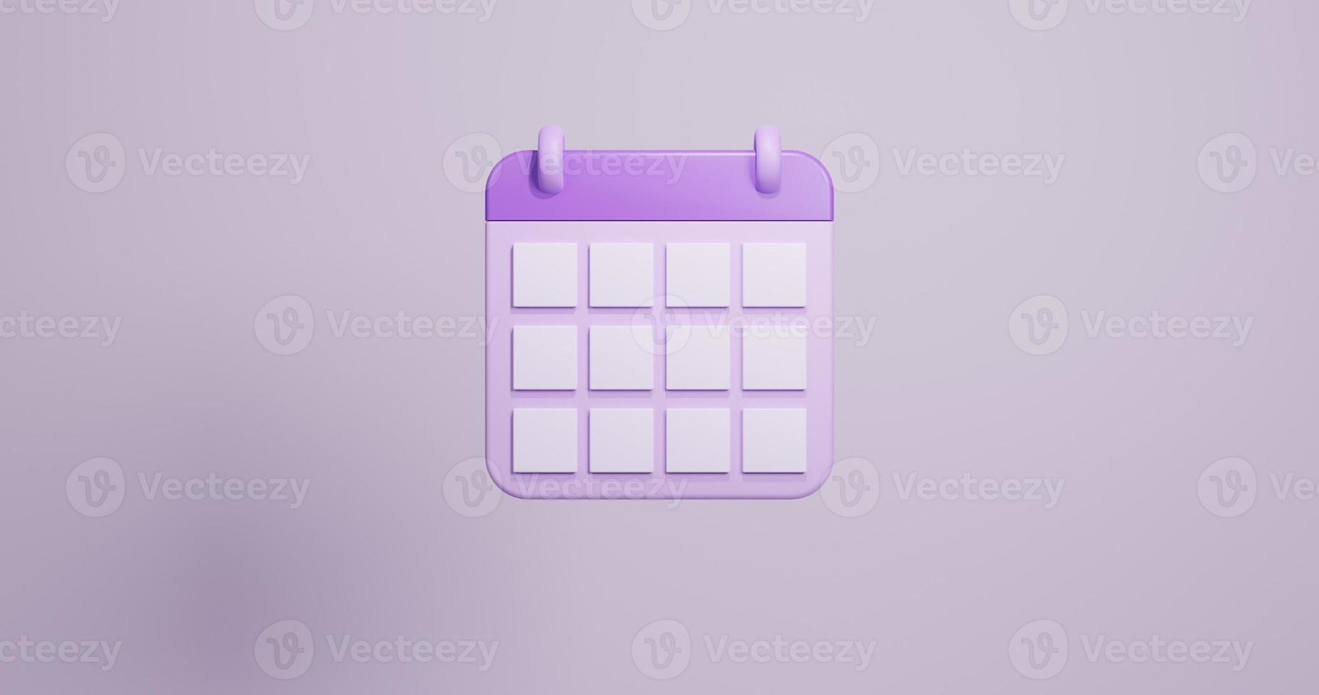 Calendario dell'organizzatore dell'illustrazione di rendering 3D viola foto