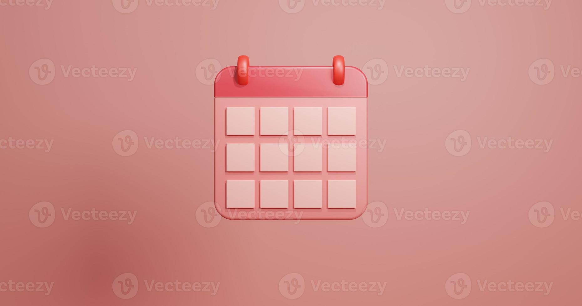 Calendario dell'organizzatore dell'illustrazione del rendering 3D rosso foto