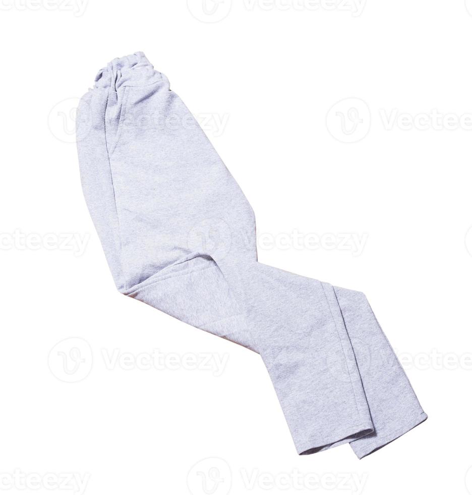 pantaloni della tuta piegati isolati su sfondo bianco da vicino foto