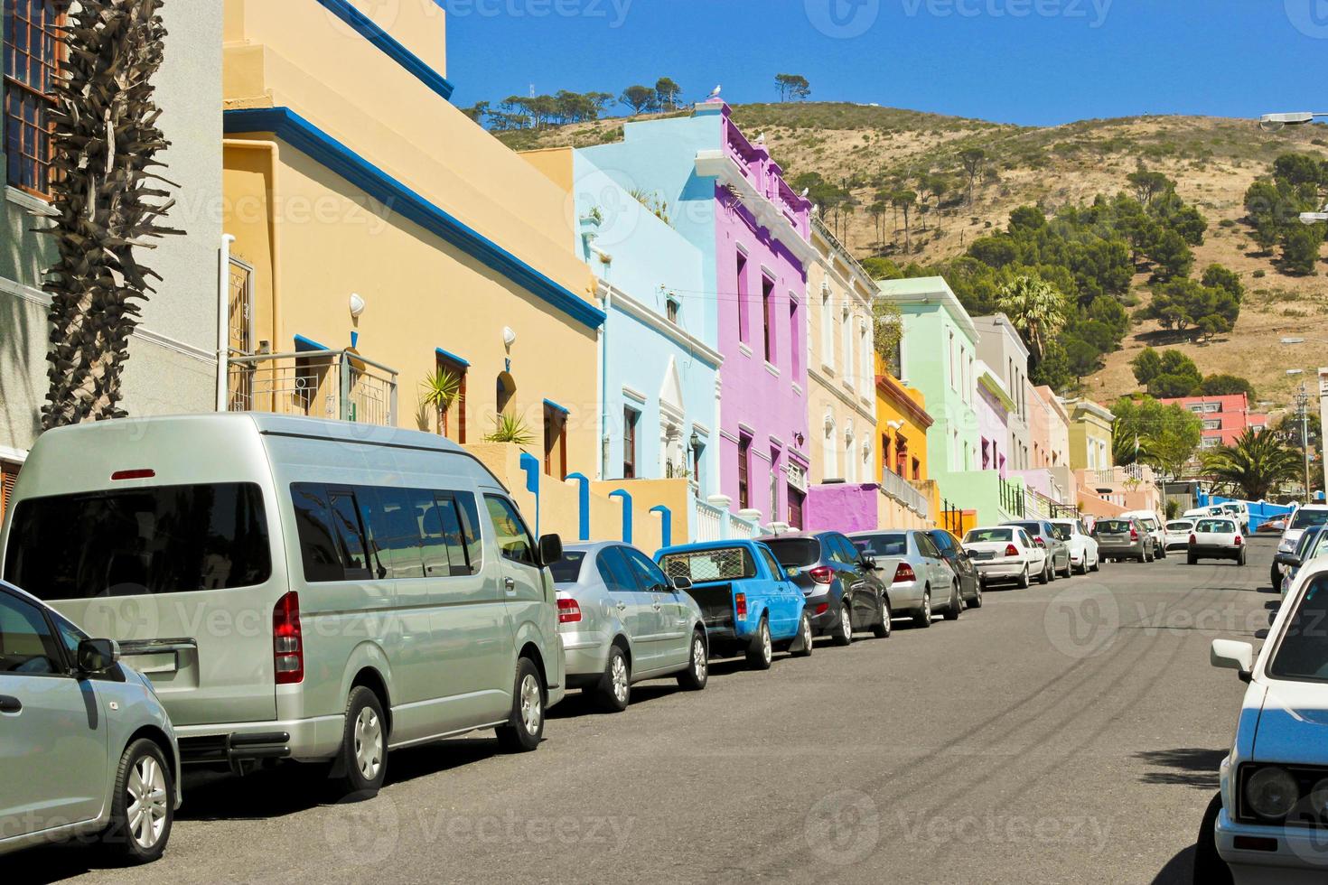 molte case colorate bo kaap a cape town, sud africa. foto