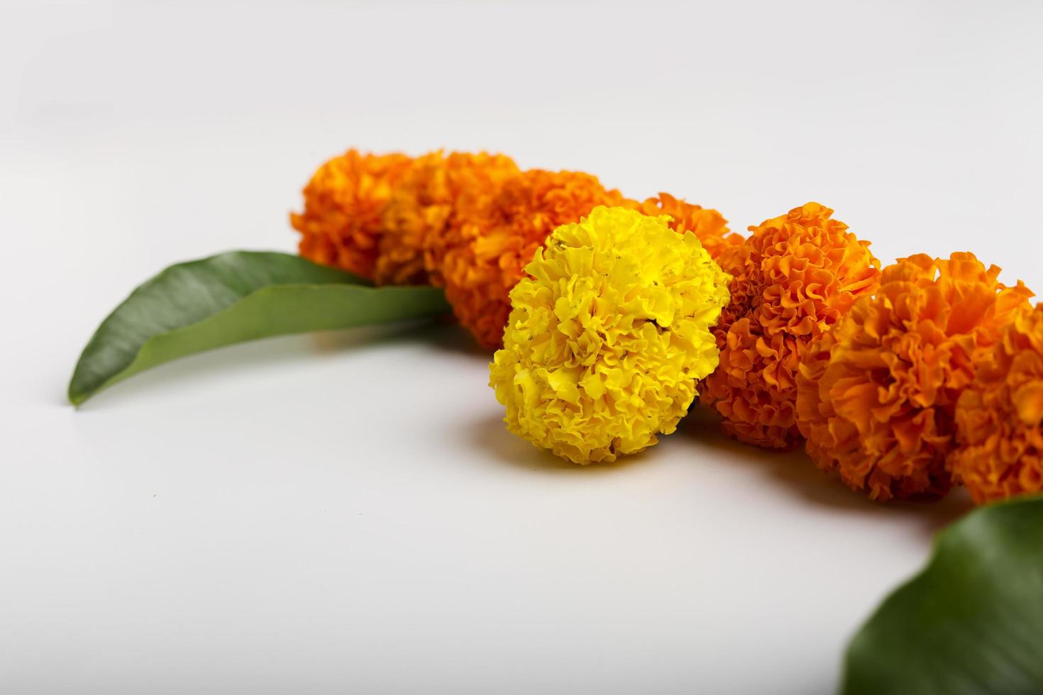 design rangoli di fiori di calendula per il festival di diwali, decorazione floreale del festival indiano foto