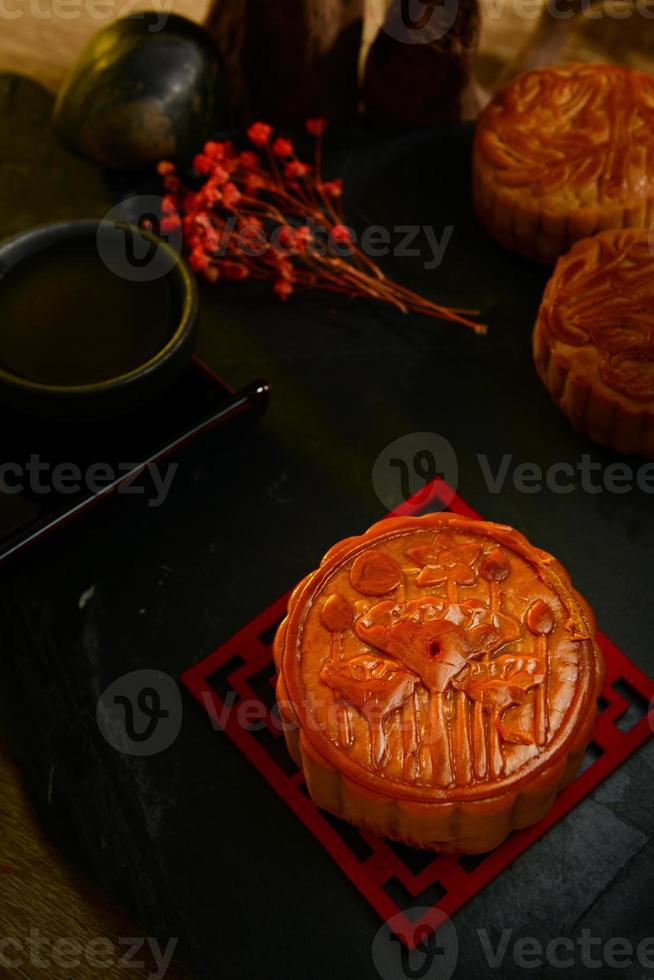 mooncakes è usato per rendere omaggio alla luna. è un oggetto importante utilizzato nel festival cinese di metà autunno. foto