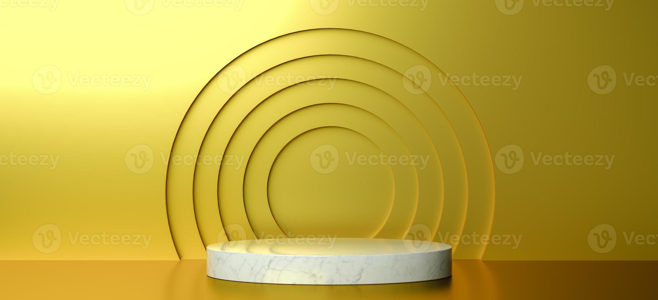 mock up podio di forma geometrica per il design del prodotto, rendering 3d, dorato foto