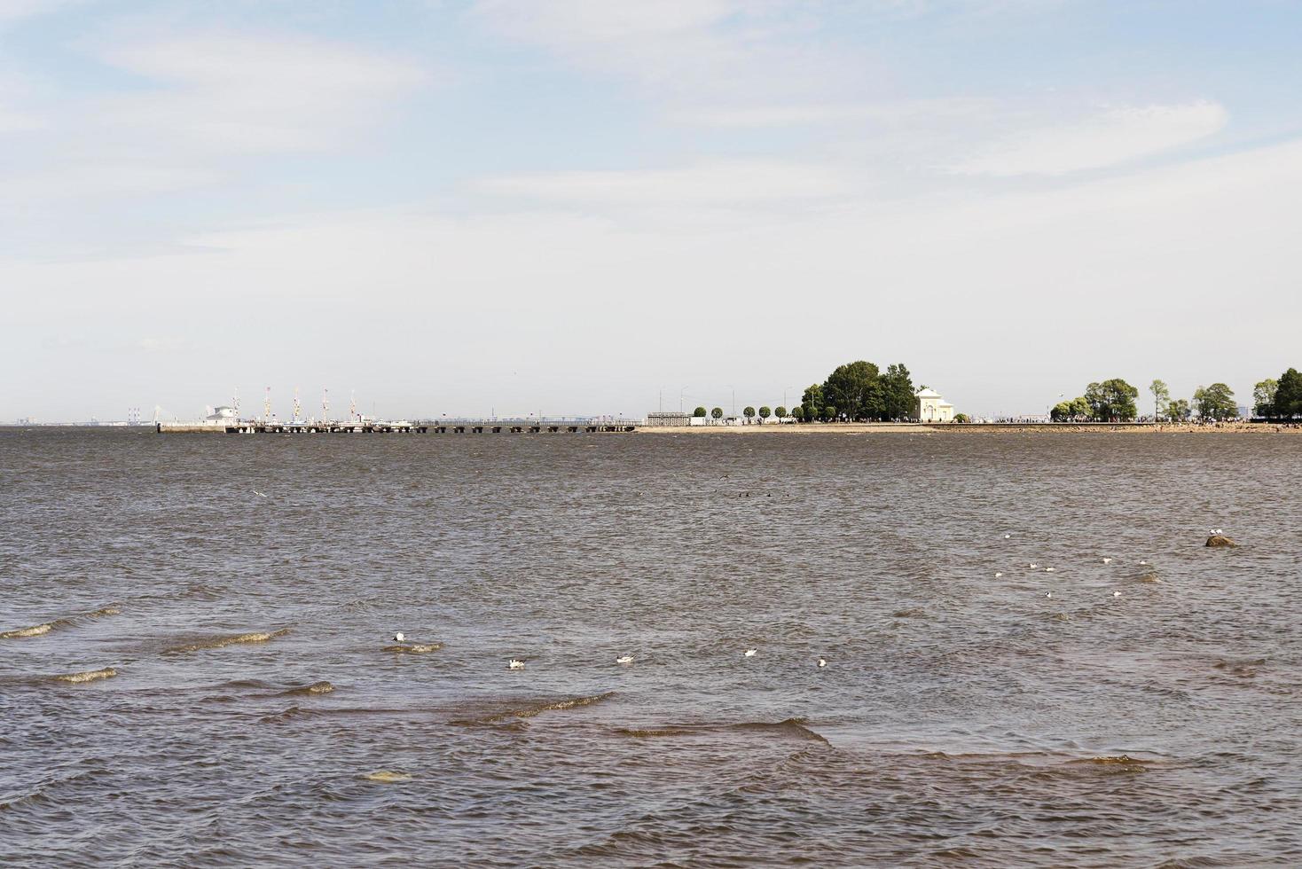 panorama della costa del golfo di finlandia san pietroburgo russia foto