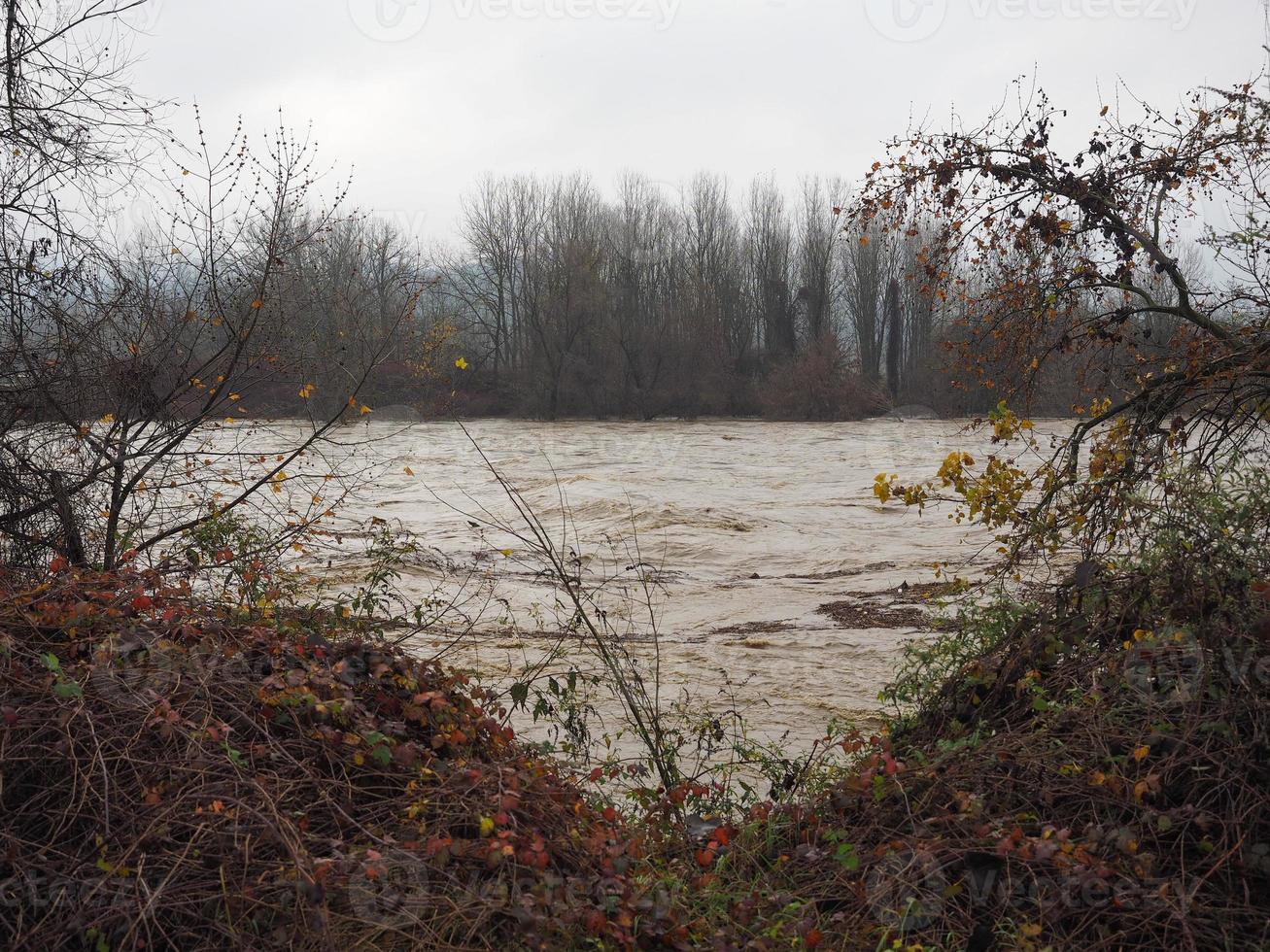 piena del fiume po a torino foto