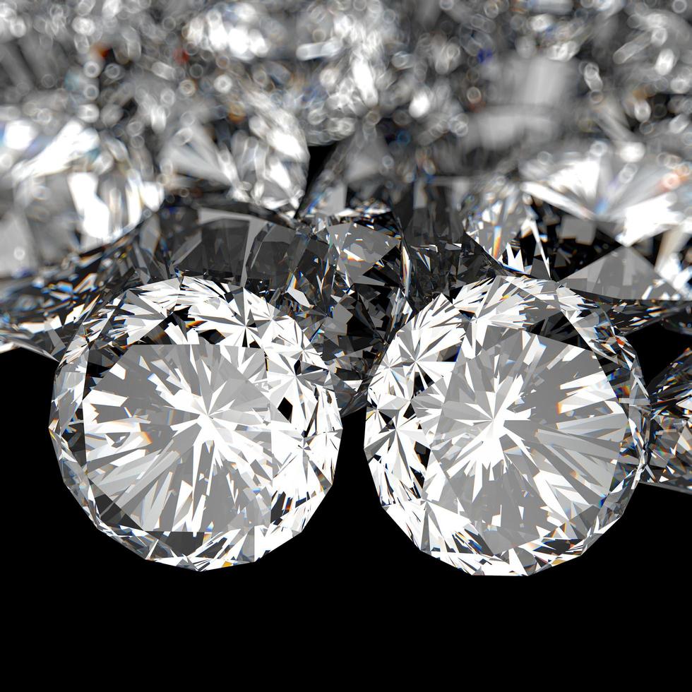 diamanti composizione 3d su sfondo nero foto