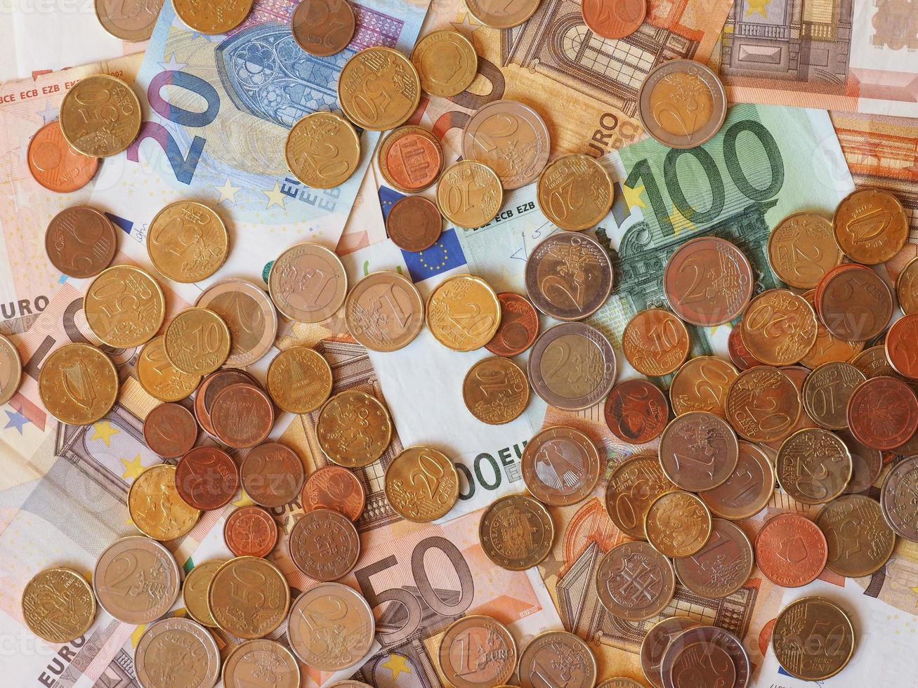 banconote e monete in euro, unione europea foto