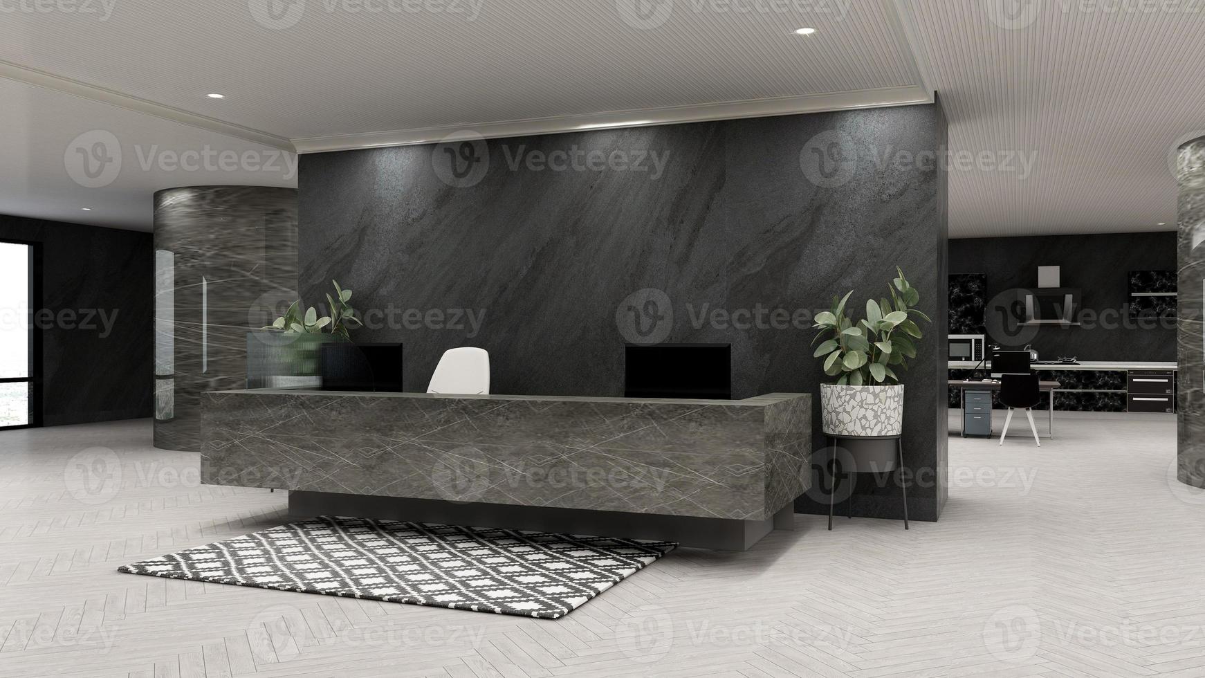 esclusiva moderna sala reception per ufficio in mockup di rendering 3d foto