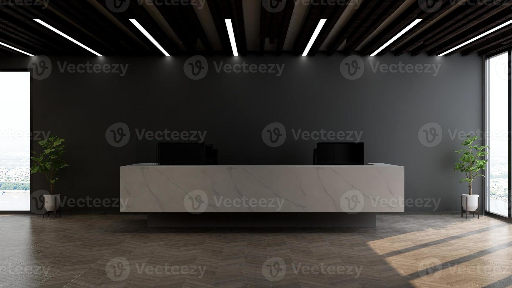 moderno ufficio reception in mockup di rendering 3d - realistico concetto di interior design foto
