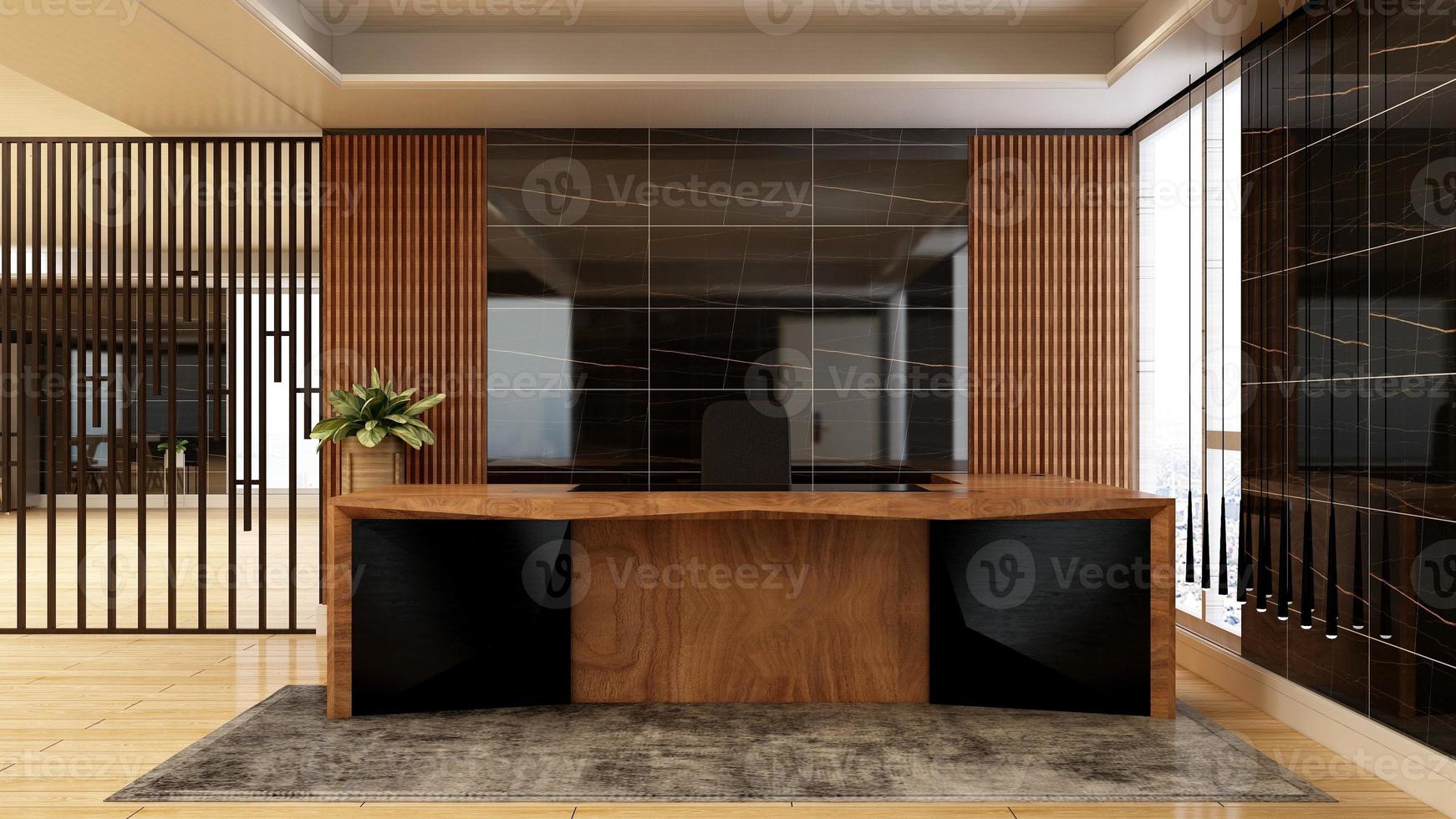 Rendering 3d futuristico reception o mockup della reception foto