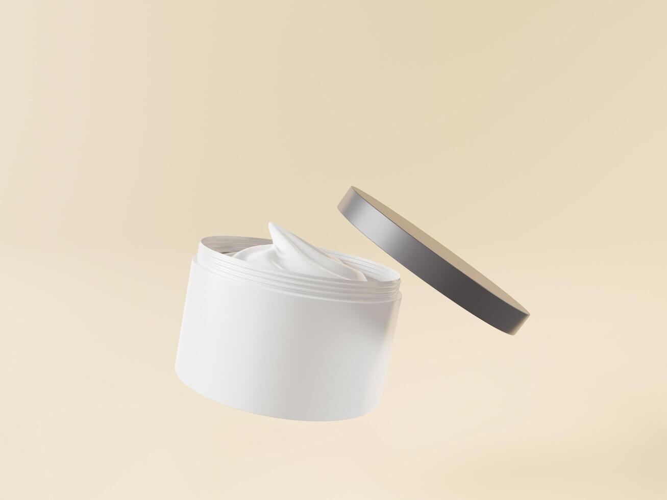 un mock up di vasetto cosmetico bianco bianco realistico isolato su sfondo chiaro, rendering 3d, illustrazione 3d foto