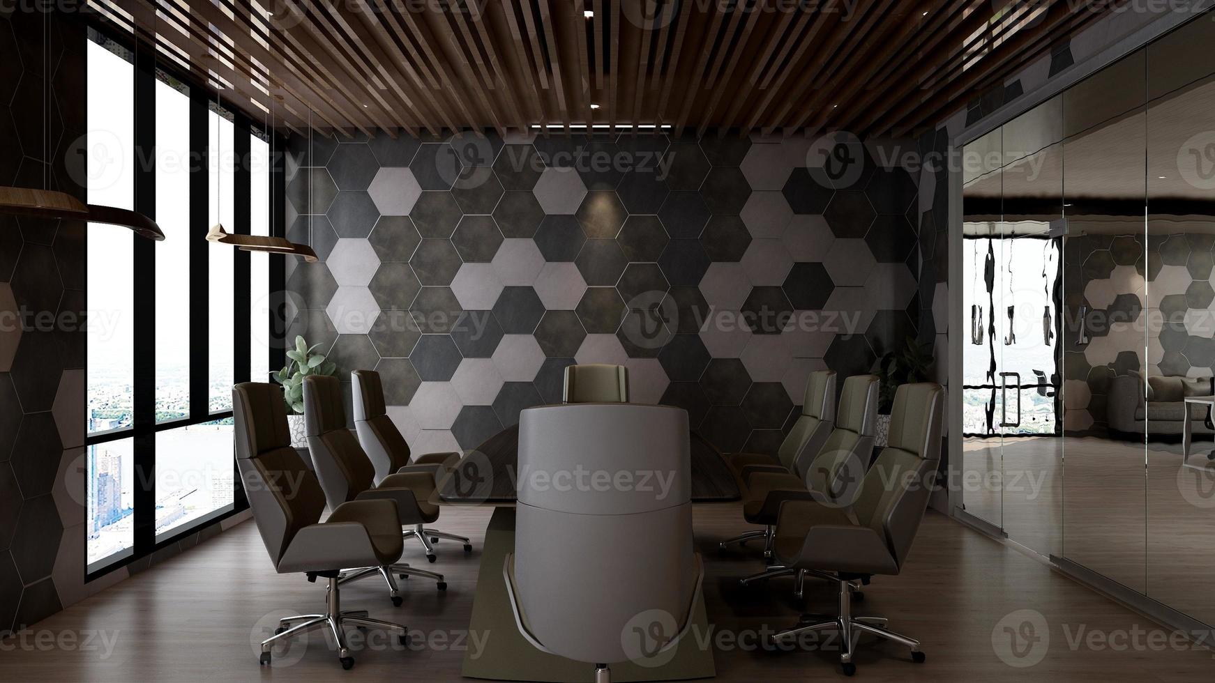 3d rendono l'interior design dell'ufficio - sala riunioni esecutiva foto