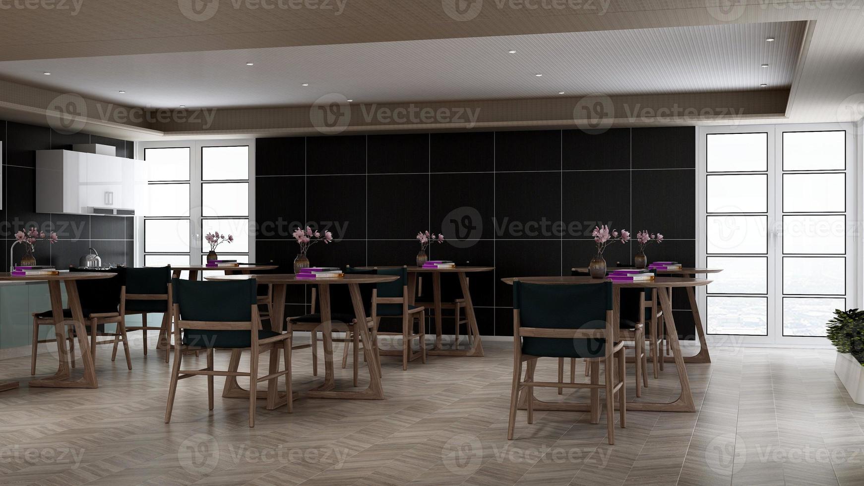 Rendering 3D di una dispensa minimalista per ufficio - concetto di bar cucina di interior design foto