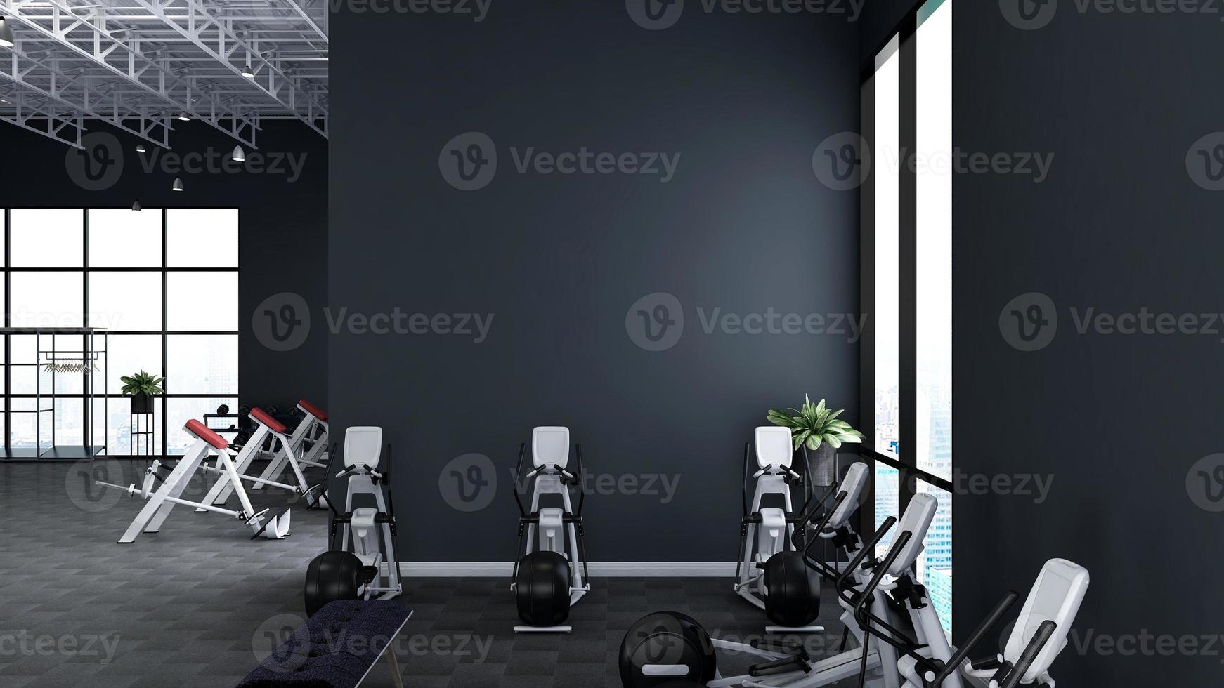 rendering 3d moderno modello di parete della sala fitness o palestra foto