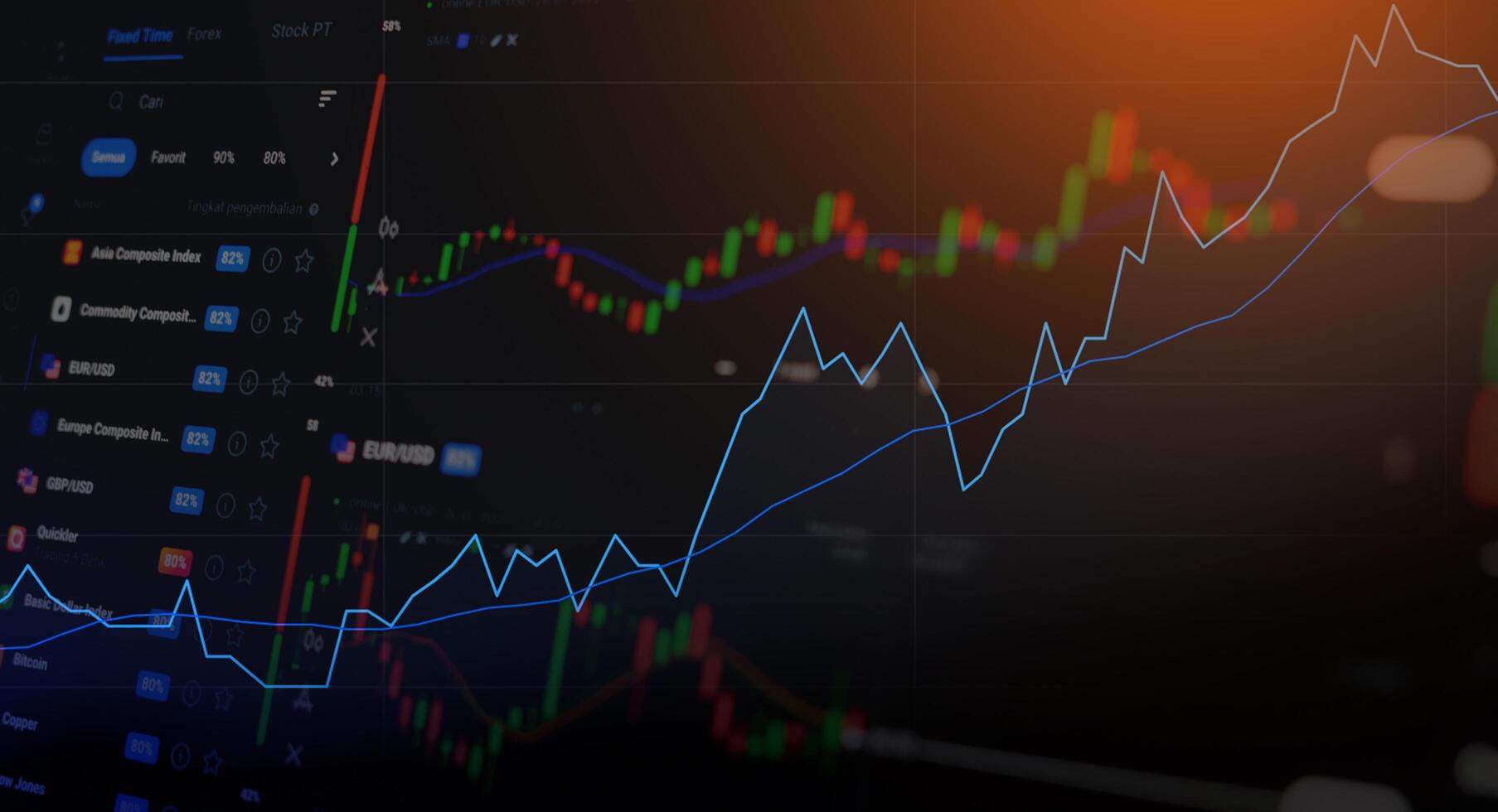 uno sfondo con l'illustrazione delle statistiche di borsa del mercato foto