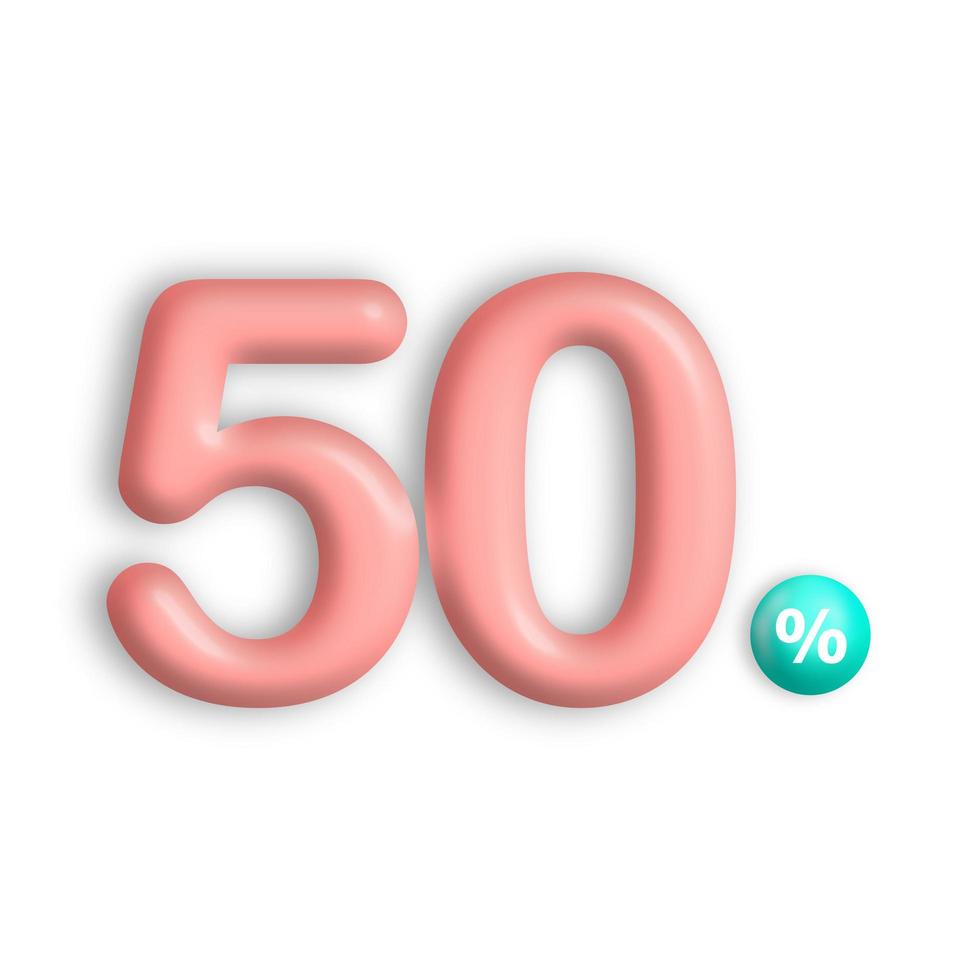 3d design 50 sconto rosa. palloncini a forma di numero, bolle foto