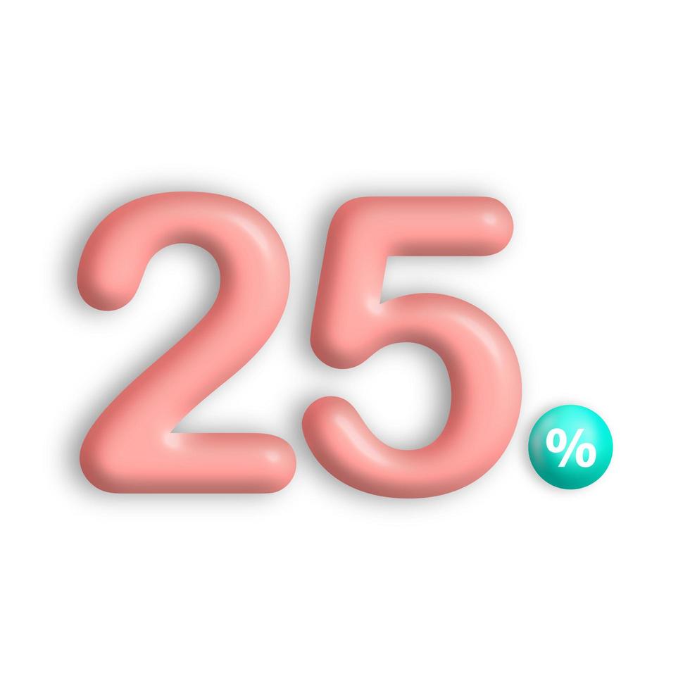 3d design 25 sconto rosa. palloncini a forma di numero, bolle foto