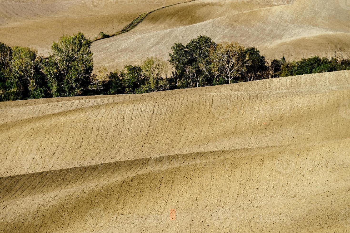 vista astratta delle colline gialle e marroni della toscana, autunno foto