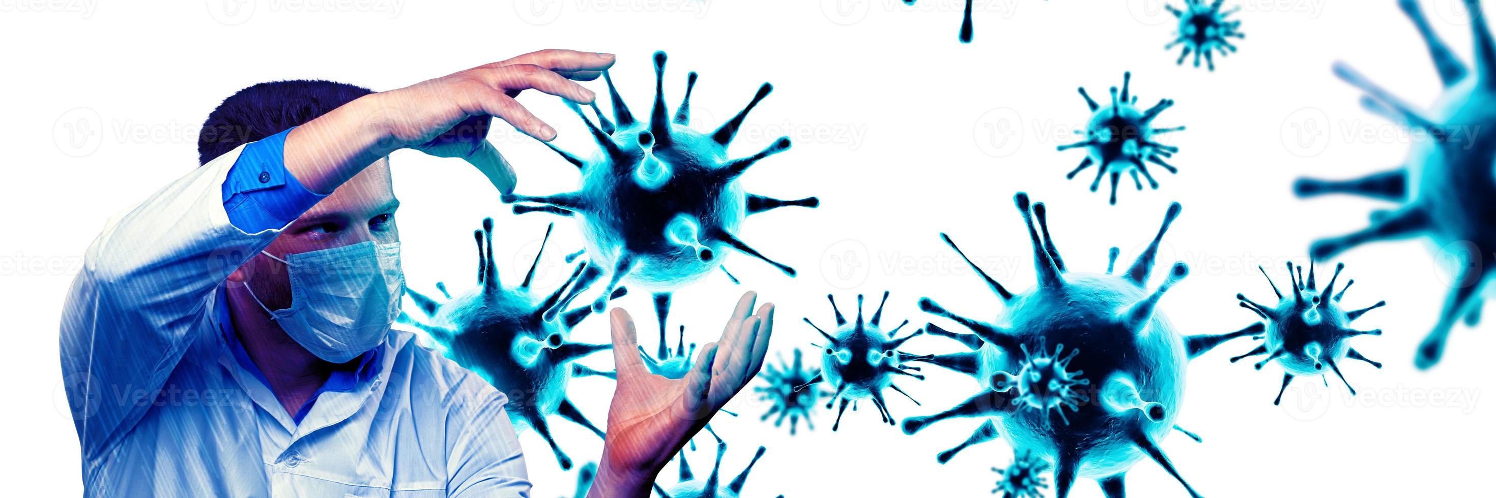 giovane medico contro la nuova infezione da coronavirus 2019-ncov. illustrazione 3d foto