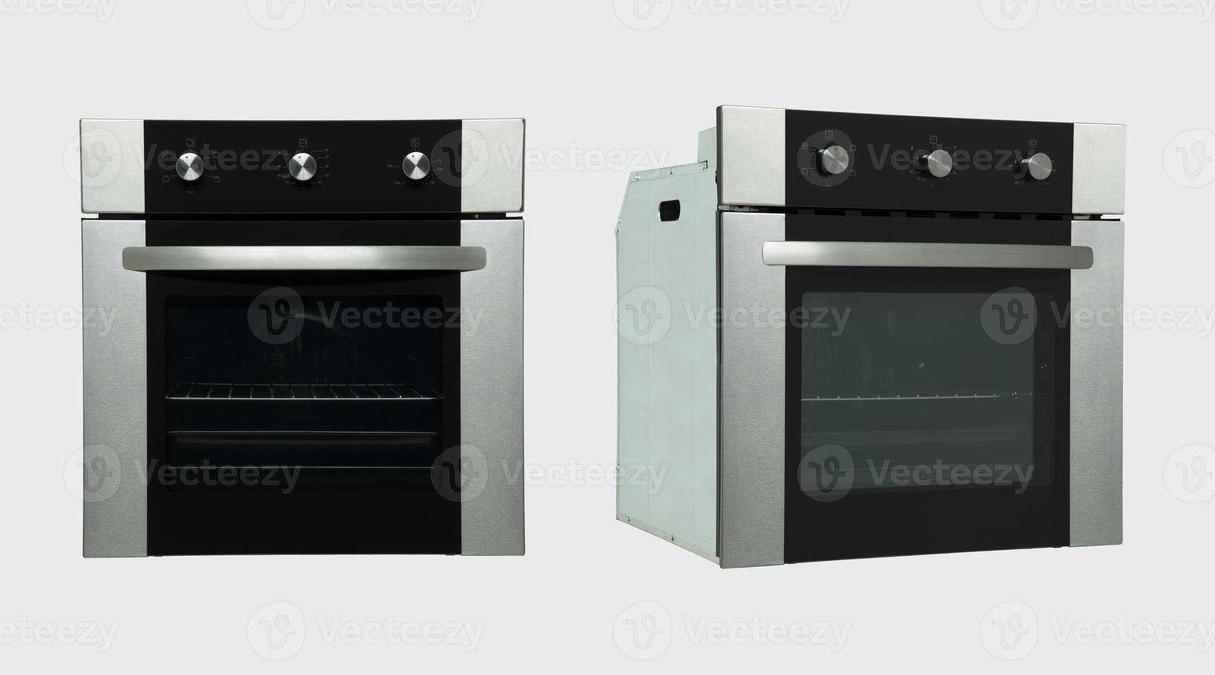 moderno forno da cucina a due posizioni su fondo bianco foto