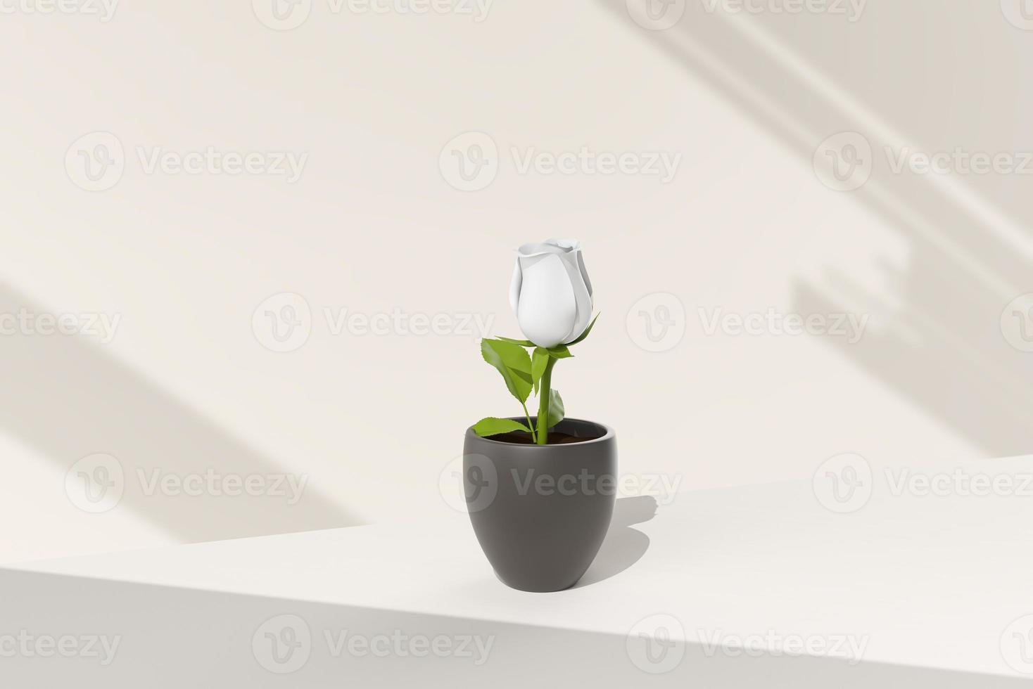 vaso d'albero su sfondo bianco. idea di concetto minimale creativa. rendering 3d. foto