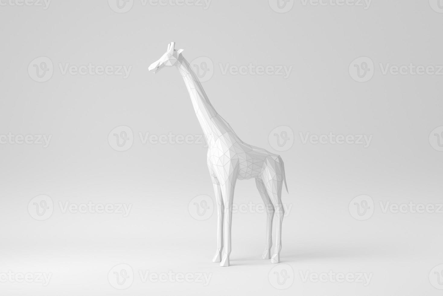 giraffa astratta di forme geometriche. giraffa astratta del poligono su priorità bassa bianca. modello di progettazione, mock up. rendering 3d. foto