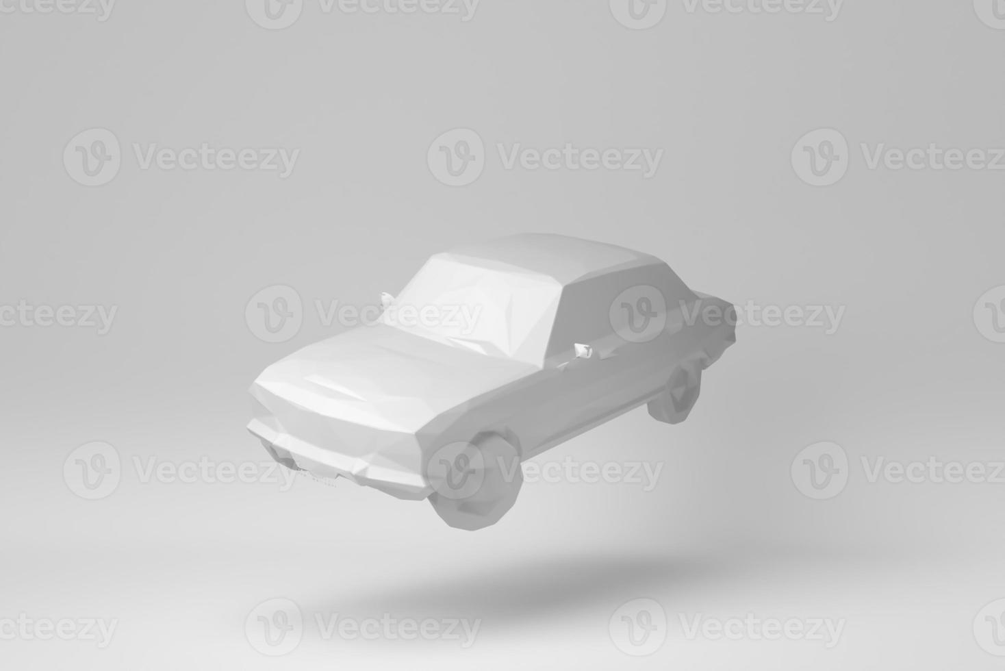 auto isolata su sfondo bianco. concetto minimo di poligono. monocromo. rendering 3d. foto