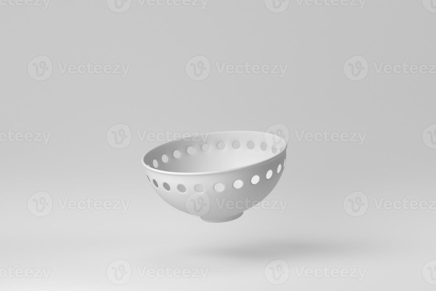 ciotola di ceramica bianca su sfondo bianco. modello di progettazione, mock up. rendering 3d. foto