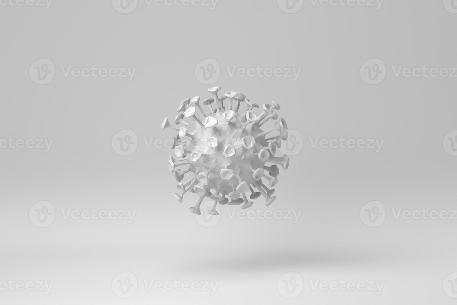 virus. diversi tipi di virus. germe di malattia. coronavirus su sfondo bianco. concetto minimo. monocromo. rendering 3d. foto