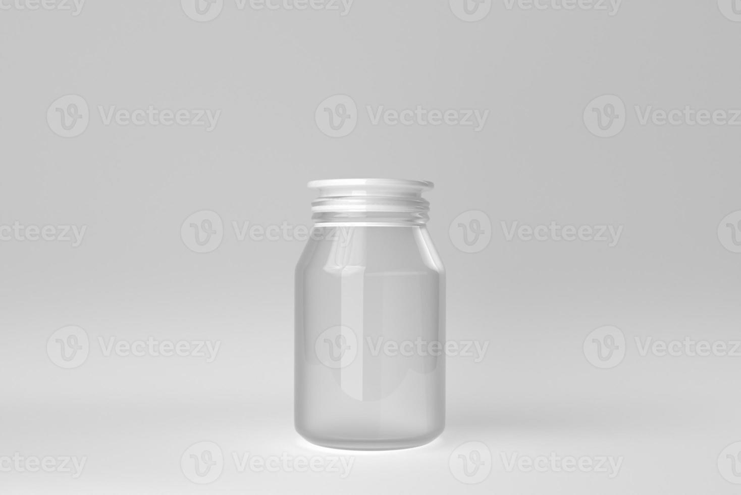 vaso di vetro vuoto su sfondo bianco. concetto minimo. rendering 3d. foto