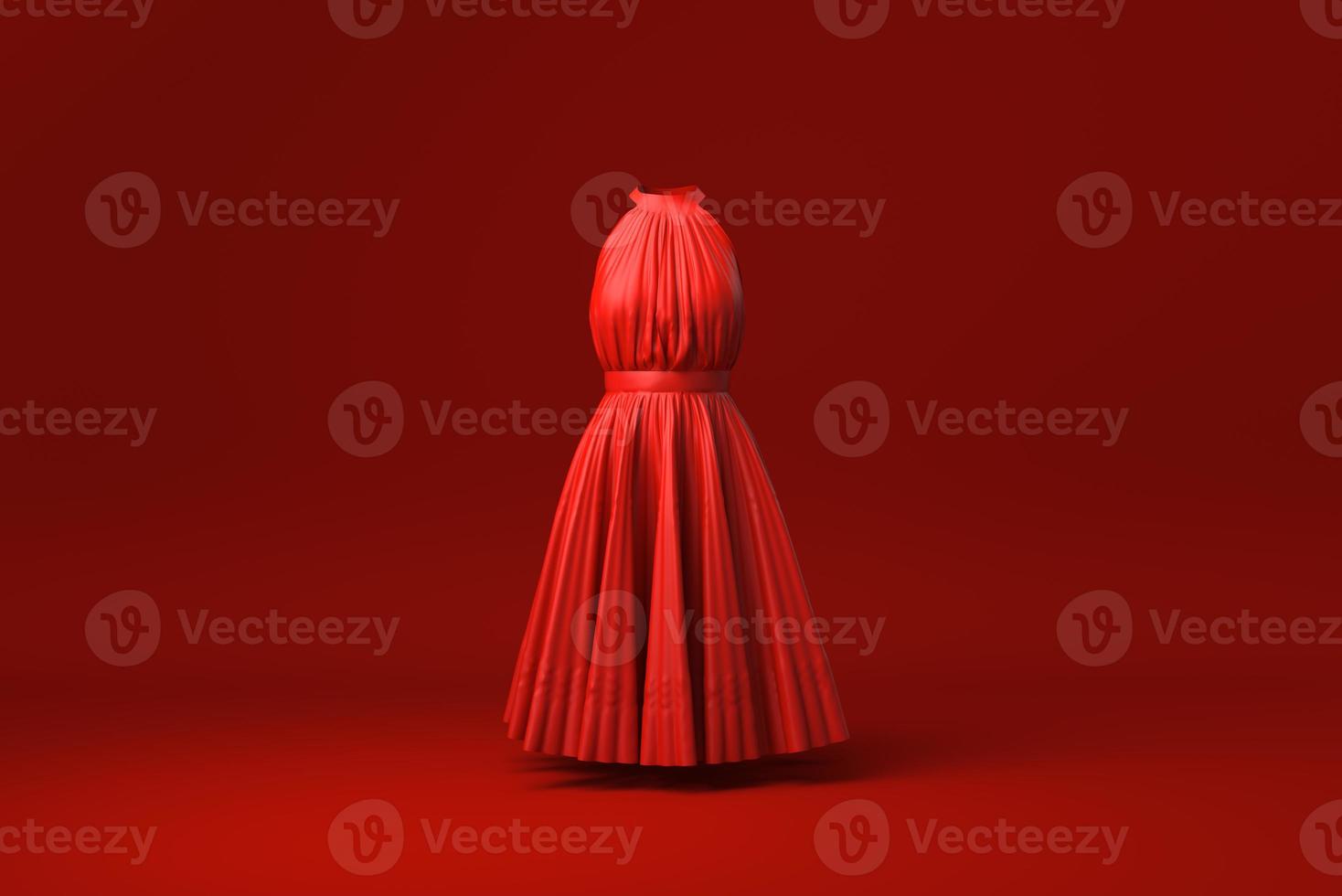 vestito rosso su sfondo rosso. idea di concetto minimale creativa. monocromo. rendering 3d. foto