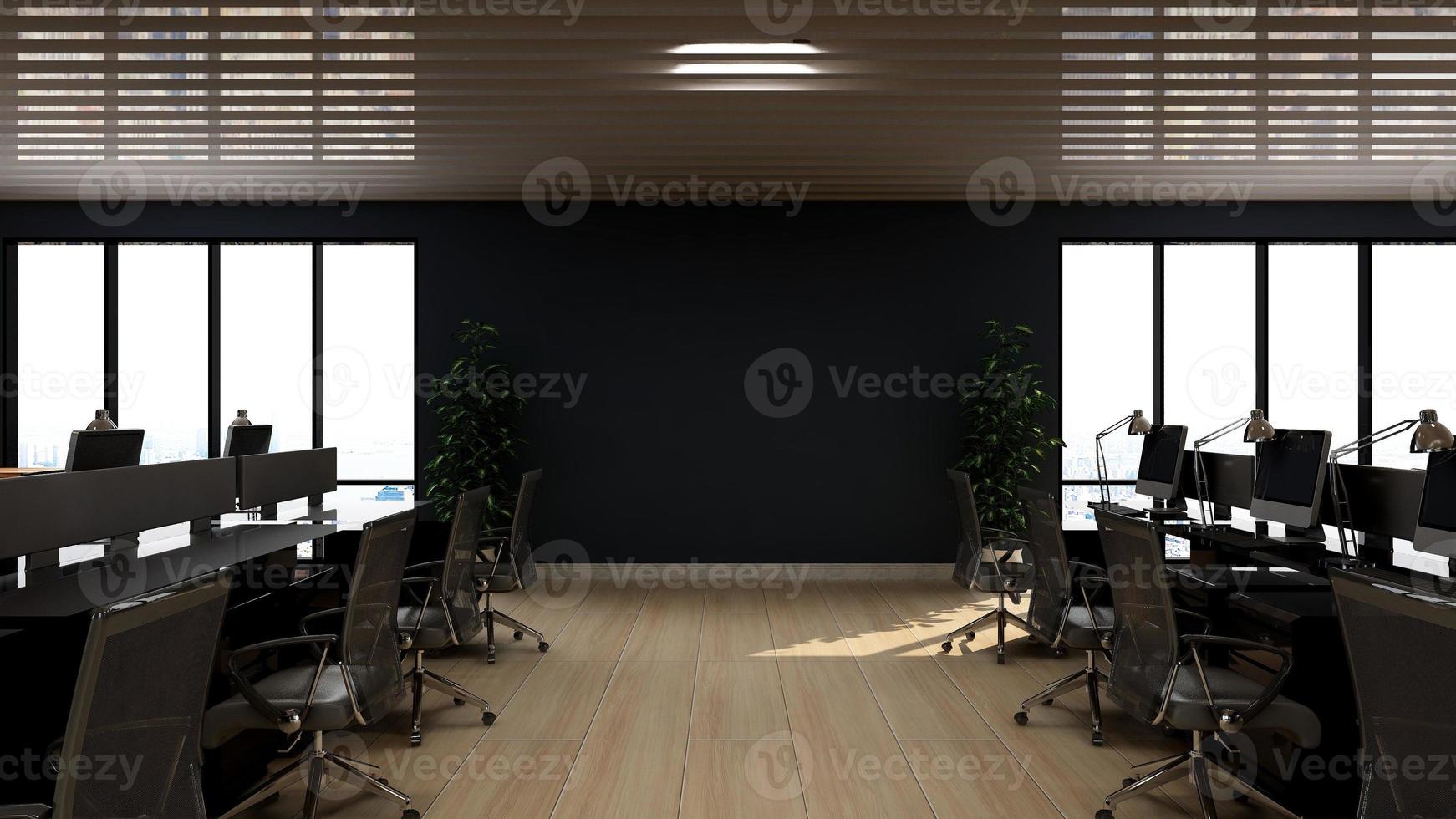 interior design moderno del posto di lavoro dell'ufficio nel rendering 3d foto