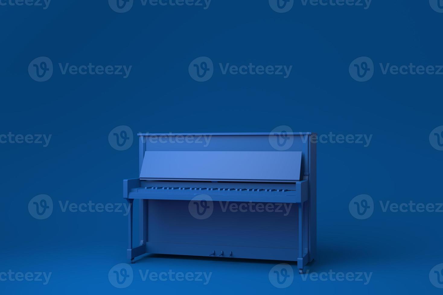 pianoforte a coda blu su sfondo blu. idea di concetto minimale creativa. monocromo. rendering 3d. foto