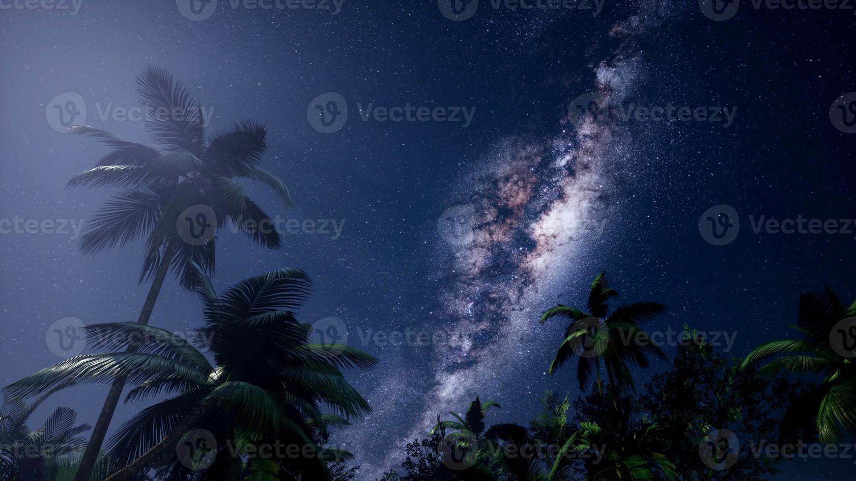 Astro 4k della Via Lattea sopra la foresta pluviale tropicale. foto